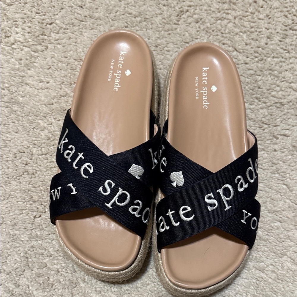 Kate Spade Black and White Logo Sandals